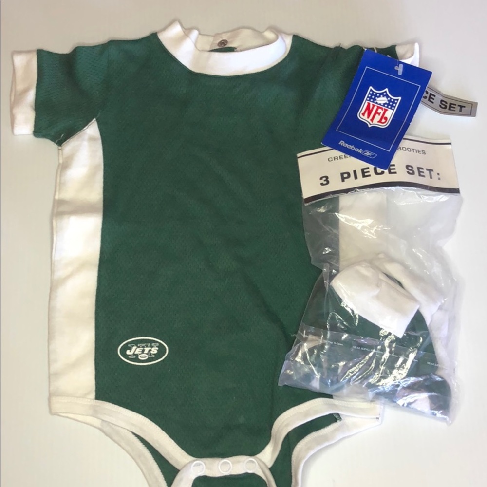 Reebok New York Jets 3-piece Baby Unisex Onesie Set Green & White 24 mos